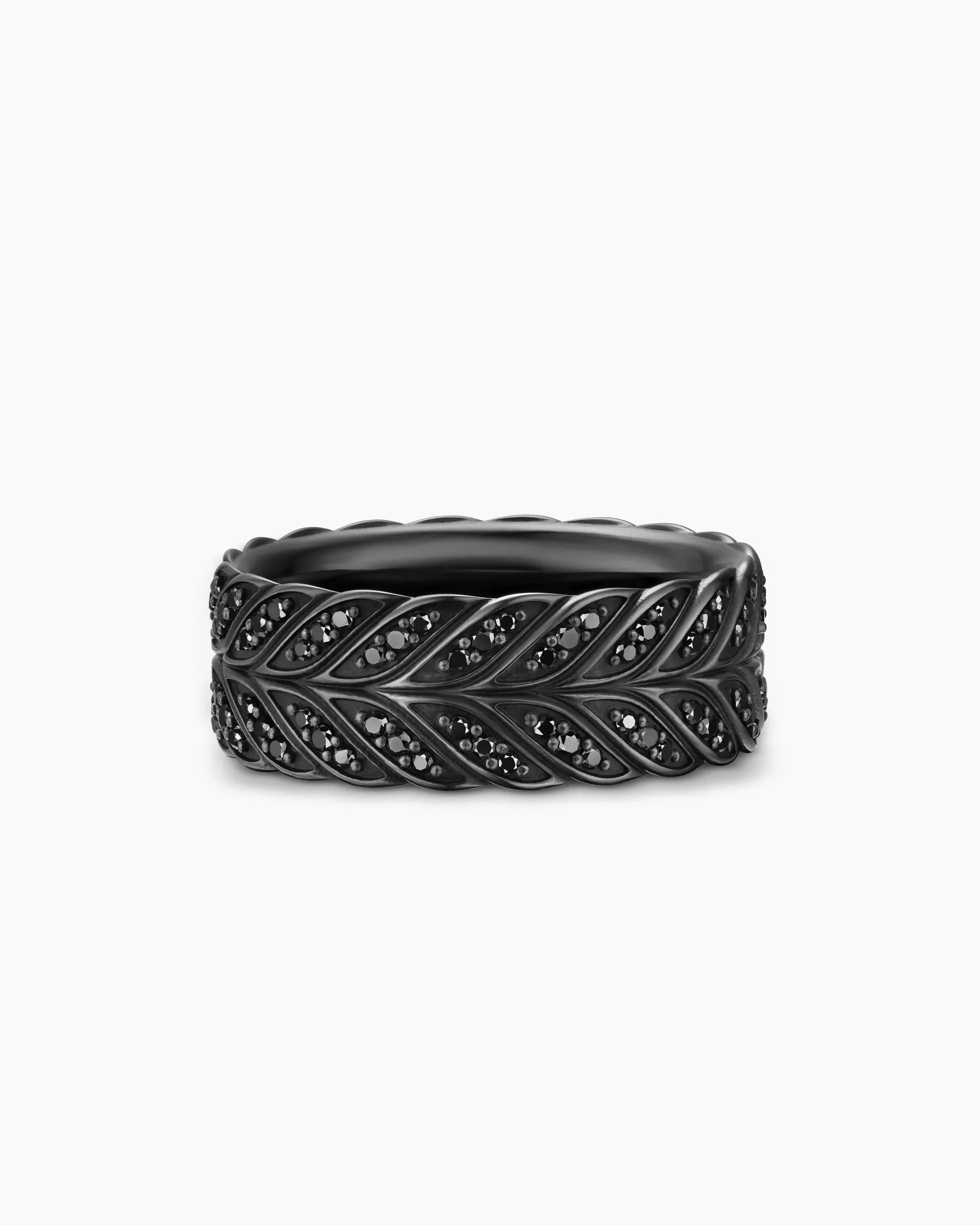 Chevron Pavé Band Ring Black Titanium with Black Diamonds, 9mm