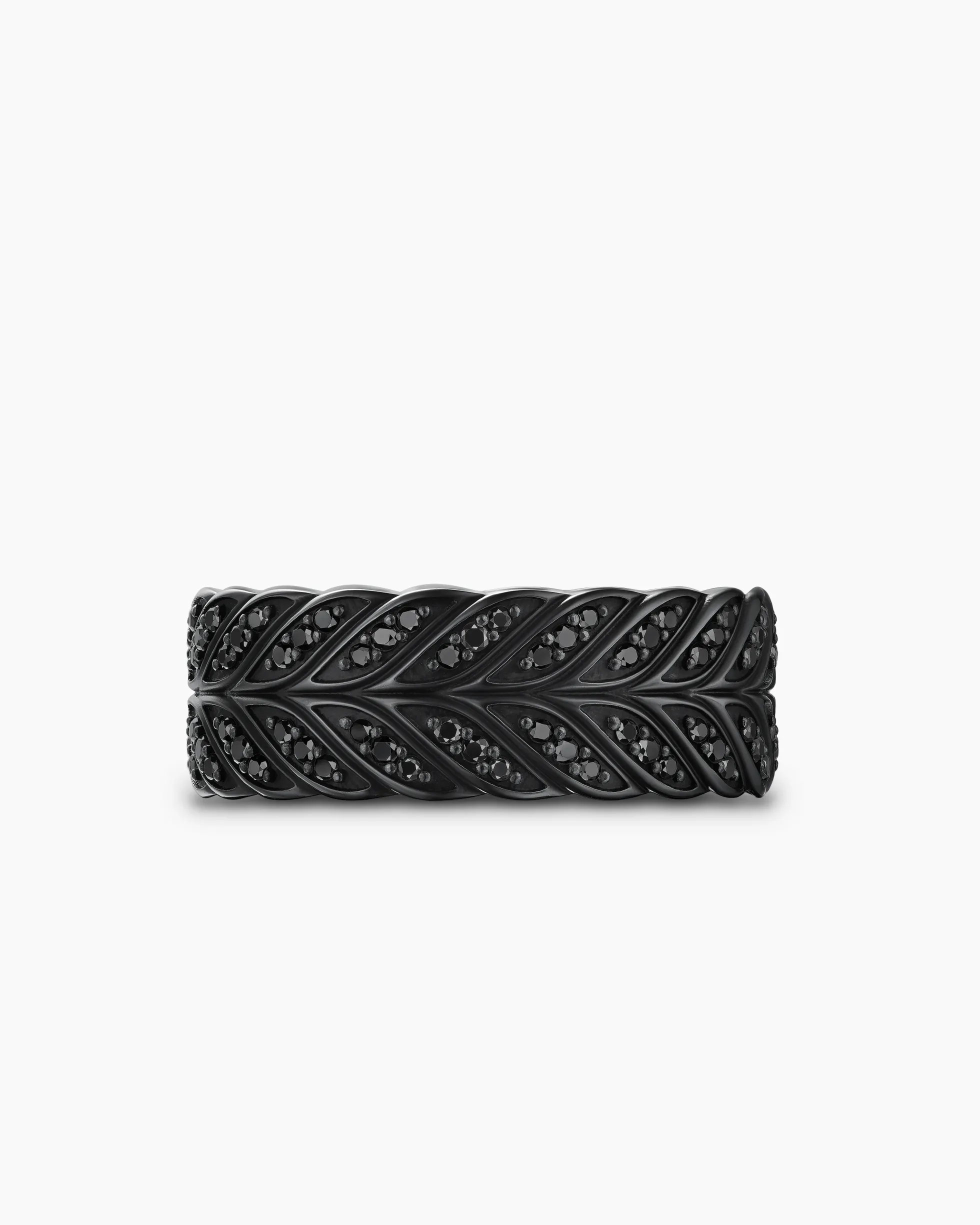Chevron Pavé Band Ring Black Titanium with Black Diamonds, 9mm