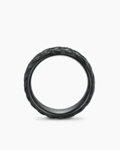 Chevron Pavé Band Ring Black Titanium with Black Diamonds, 9mm