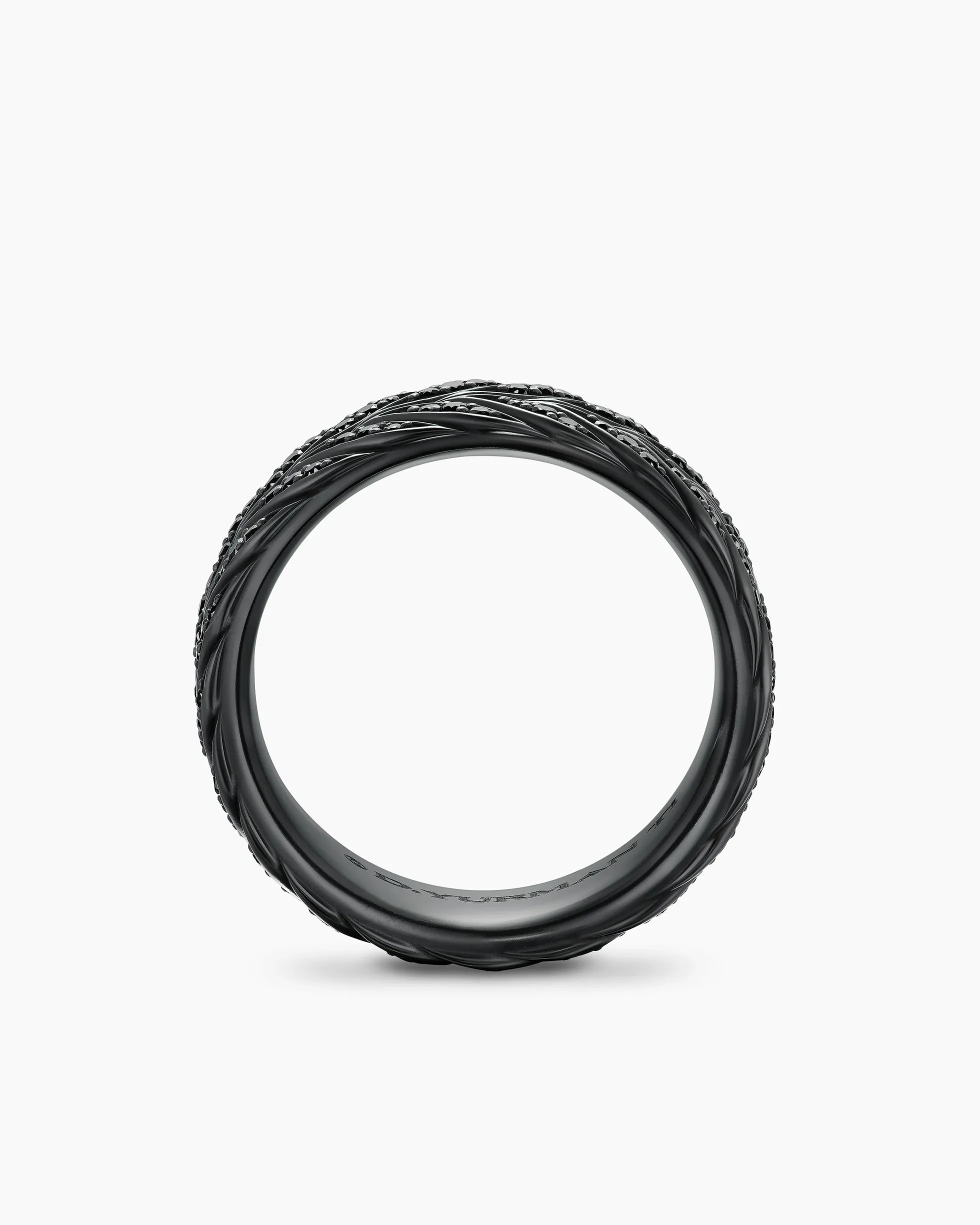 Chevron Pavé Band Ring Black Titanium with Black Diamonds, 9mm