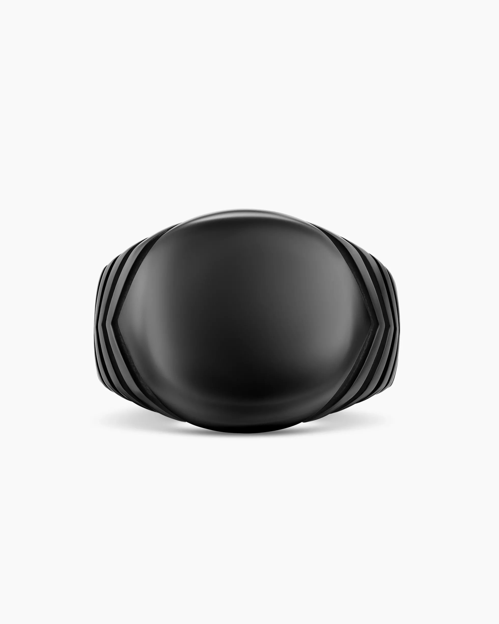 Chevron Signet Ring Black Titanium, 18mm