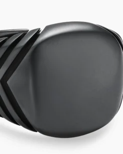 Chevron Signet Ring Black Titanium, 18mm