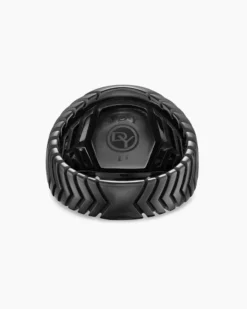 Chevron Signet Ring Black Titanium, 18mm