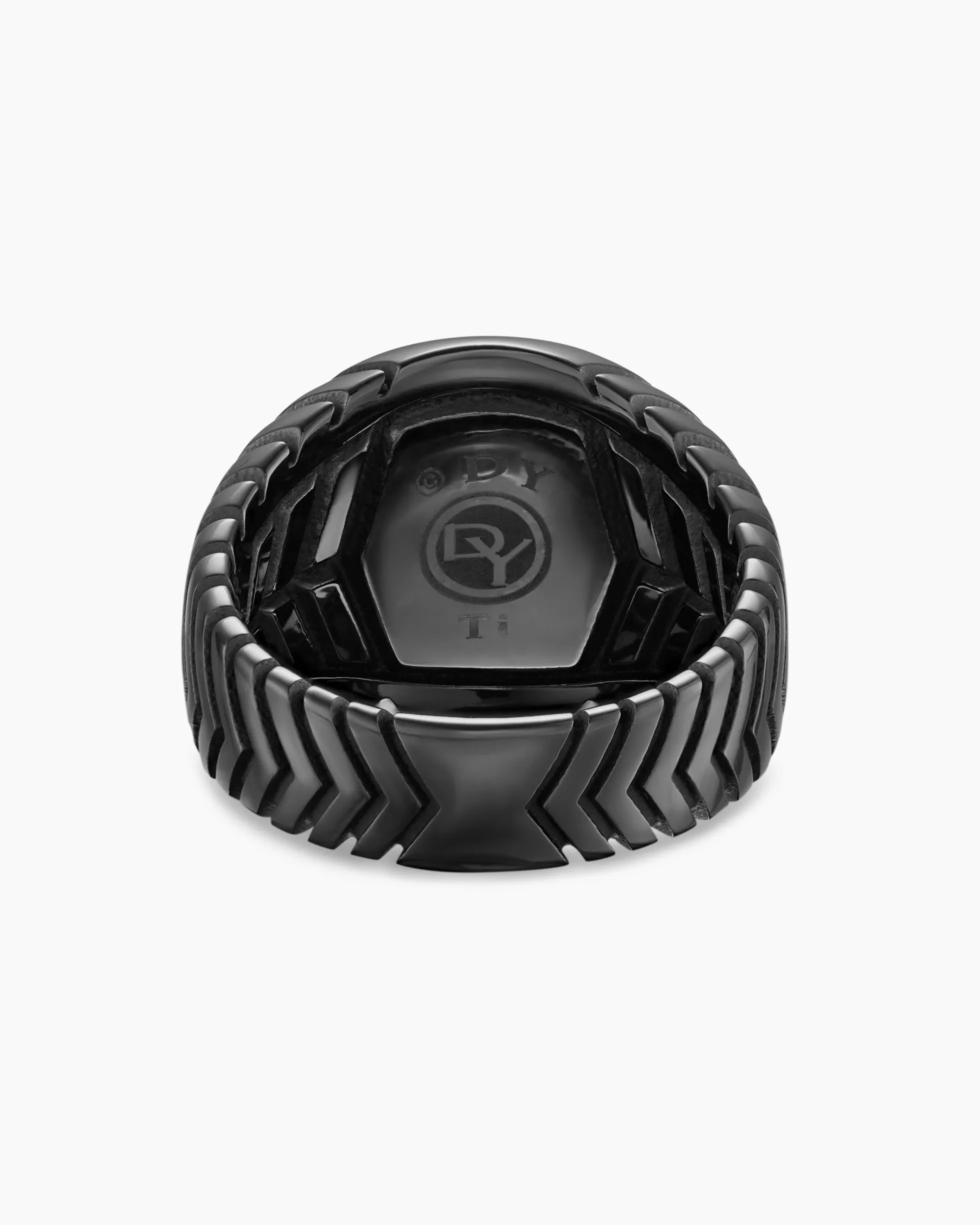 Chevron Signet Ring Black Titanium, 18mm