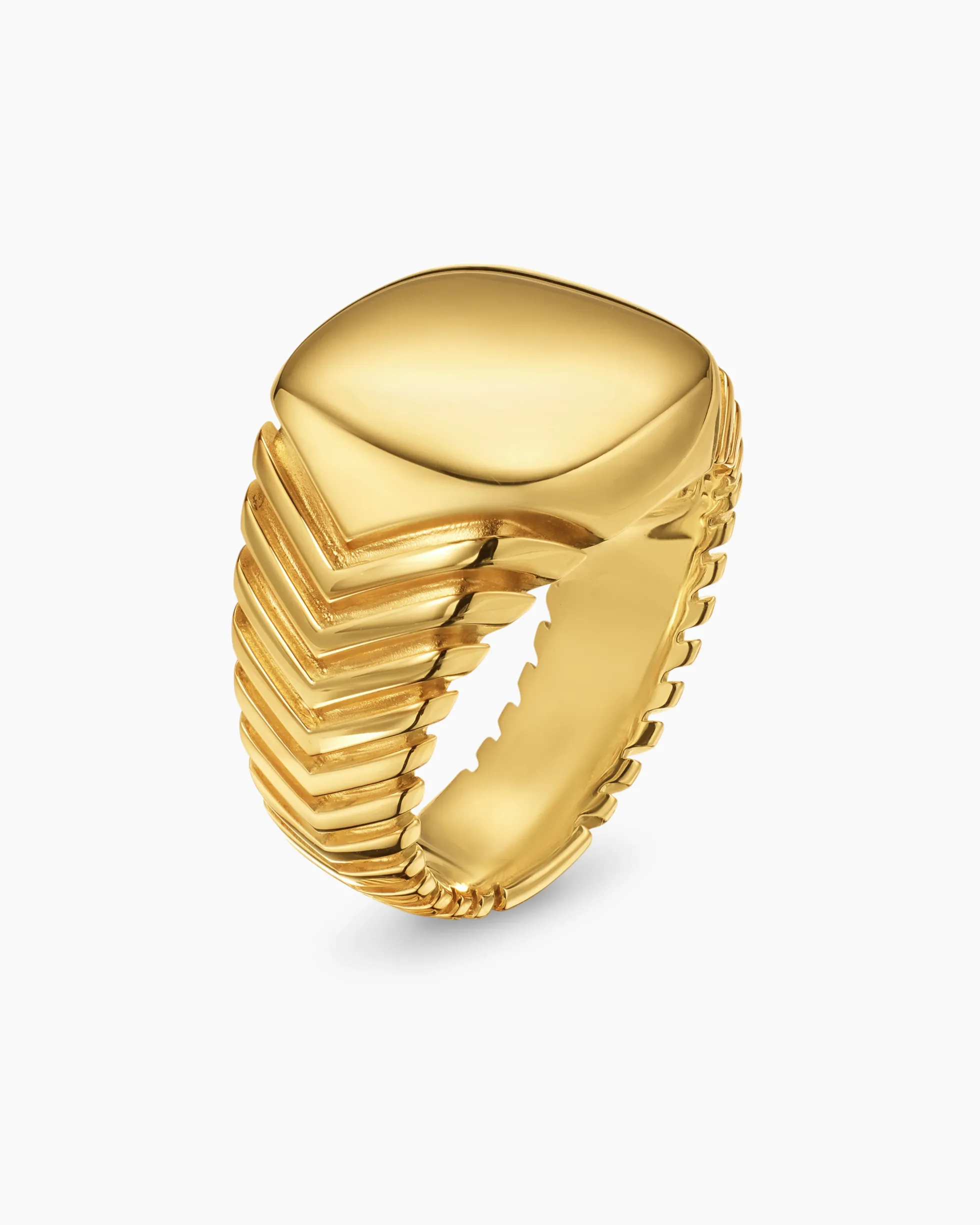 Chevron Signet Ring 18K Yellow Gold, 18mm