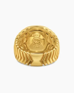 Chevron Signet Ring 18K Yellow Gold, 18mm