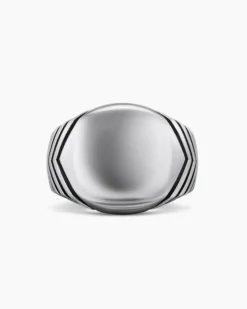 Chevron Signet Ring Sterling Silver, 18mm