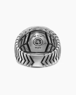 Chevron Signet Ring Sterling Silver, 18mm