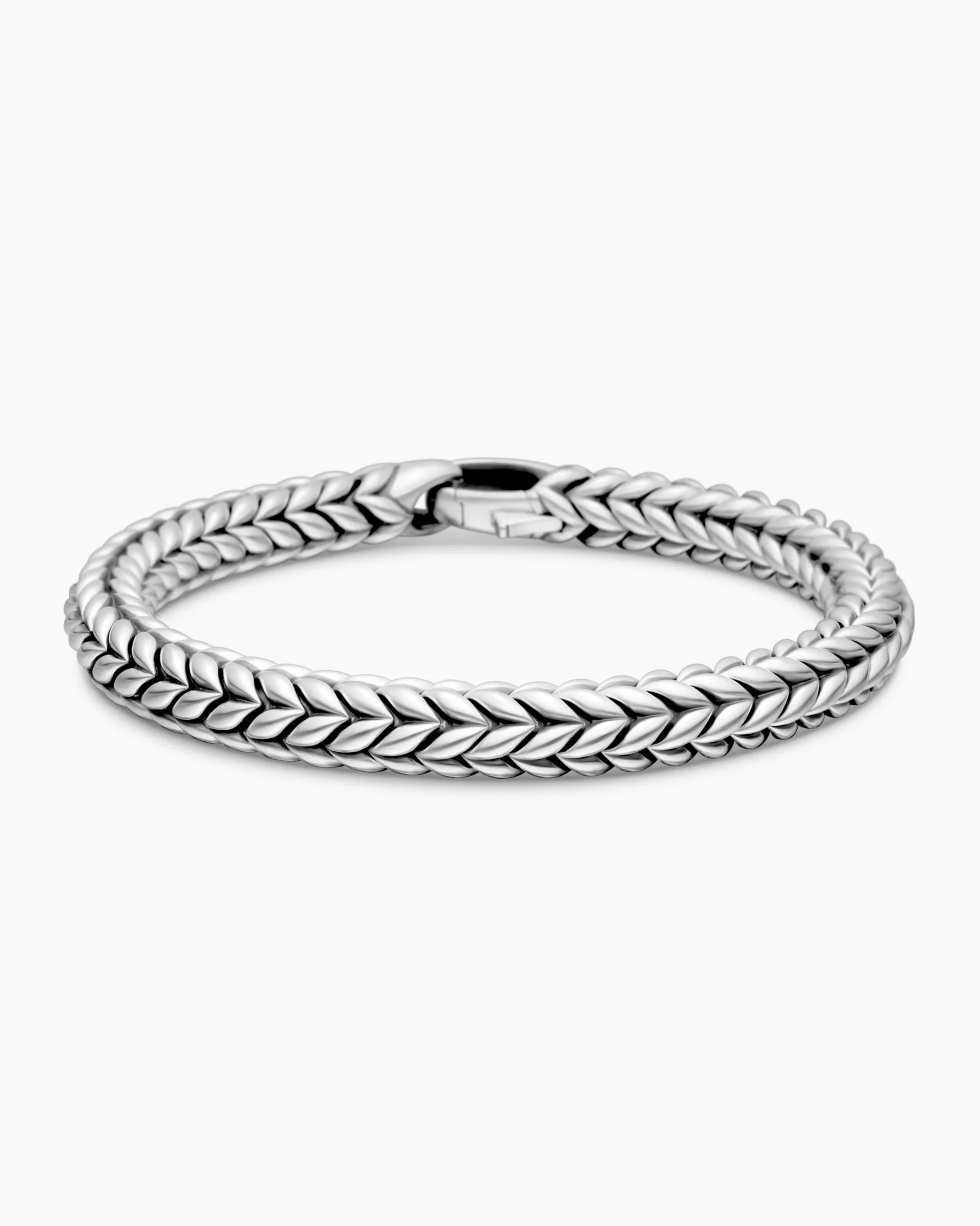 Chevron Station Bracelet Sterling Silver, 8mm