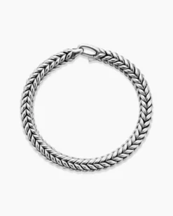 Chevron Station Bracelet Sterling Silver, 8mm