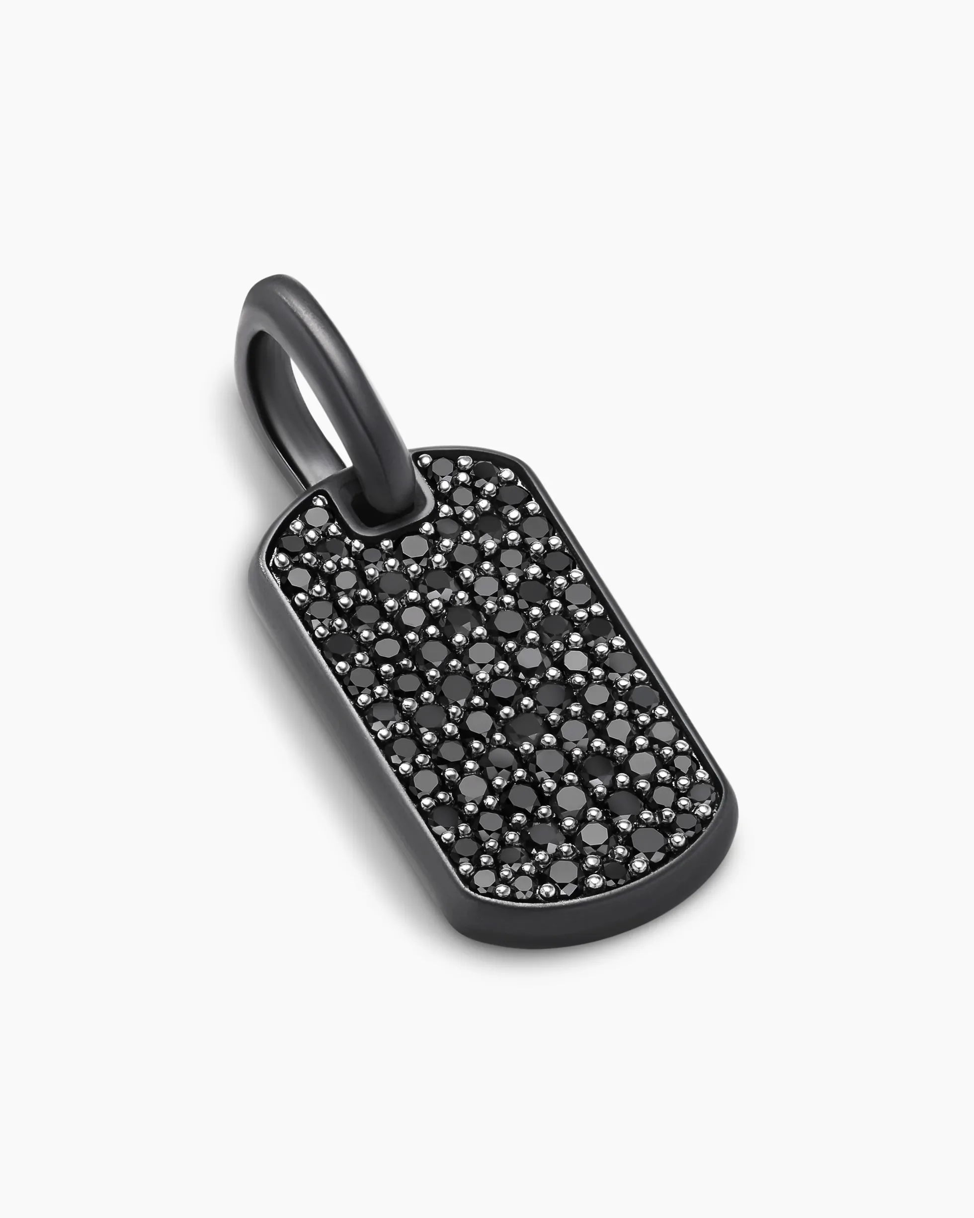 Chevron Tag Black Titanium with Sterling Silver with Black Diamonds, 21mm
