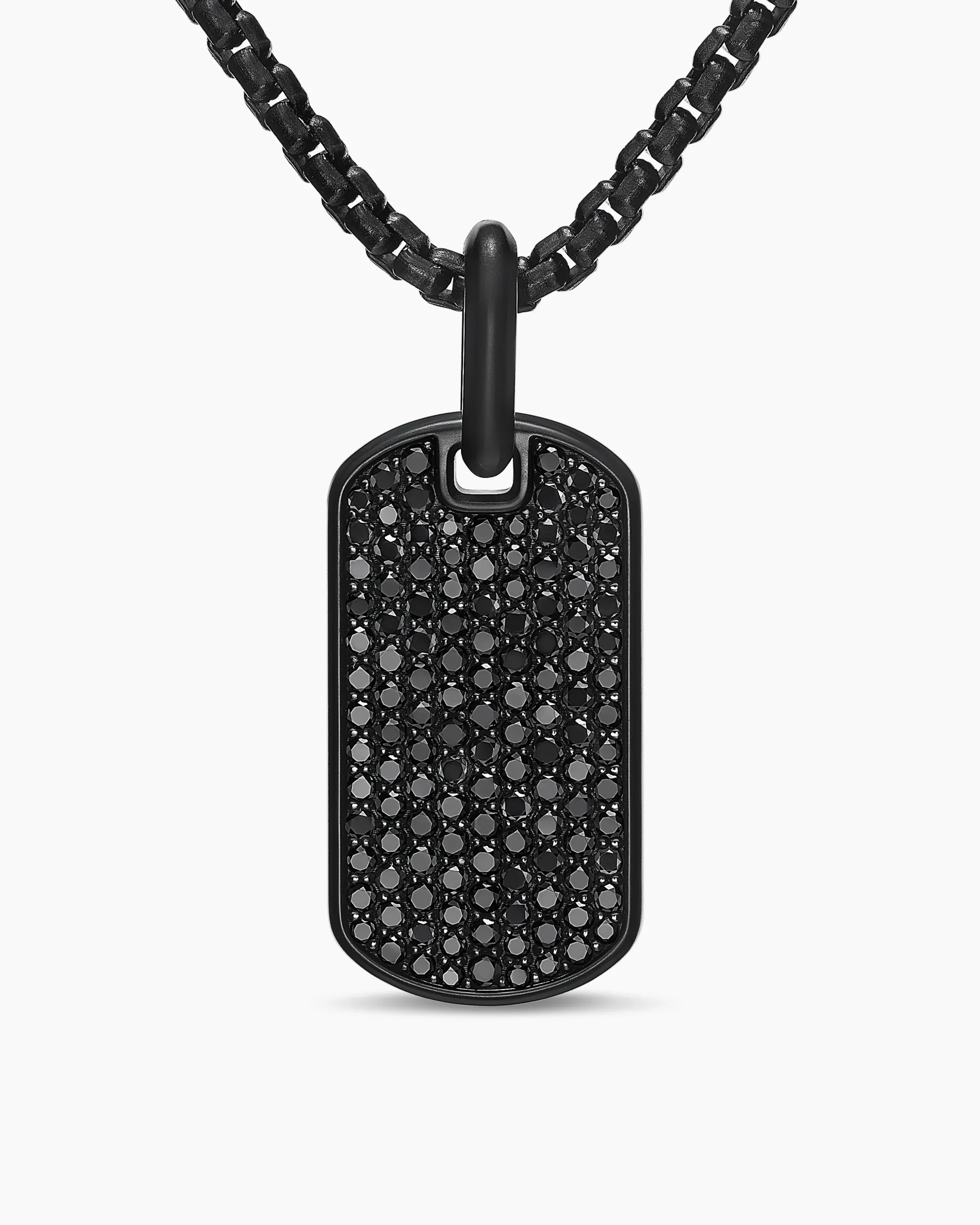Chevron Tag Black Titanium with Sterling Silver and Black Diamonds, 27mm