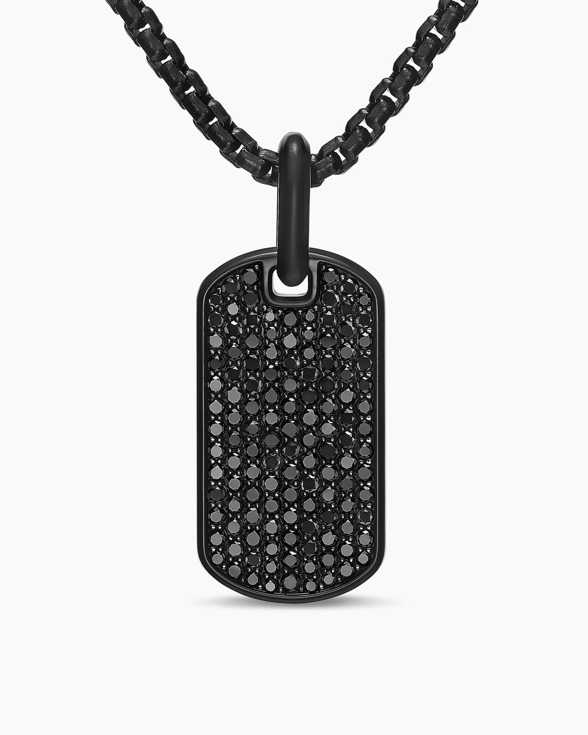 Chevron Tag Black Titanium with Sterling Silver and Black Diamonds, 27mm