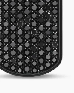 Chevron Tag Black Titanium with Sterling Silver and Black Diamonds, 27mm