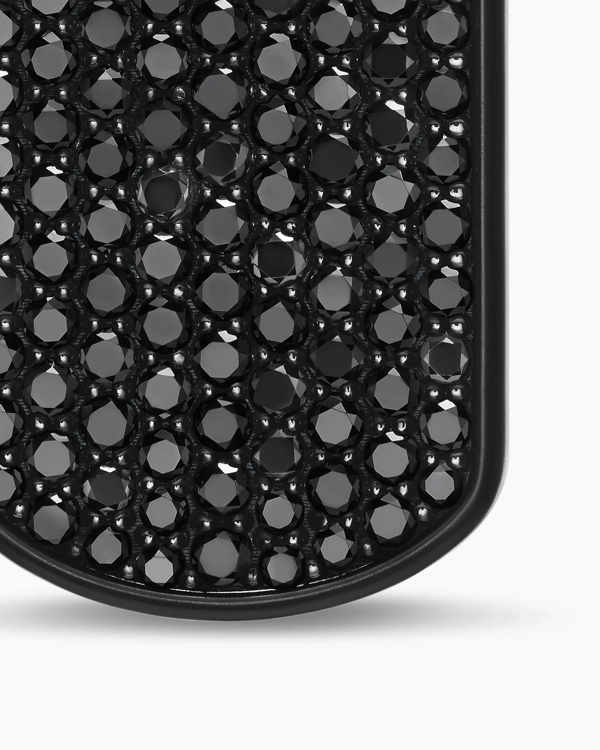 Chevron Tag Black Titanium with Sterling Silver and Black Diamonds, 27mm