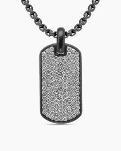 Chevron Tag Black Titanium with Diamonds, 35mm