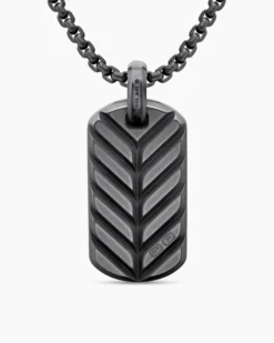Chevron Tag Black Titanium with Diamonds, 35mm
