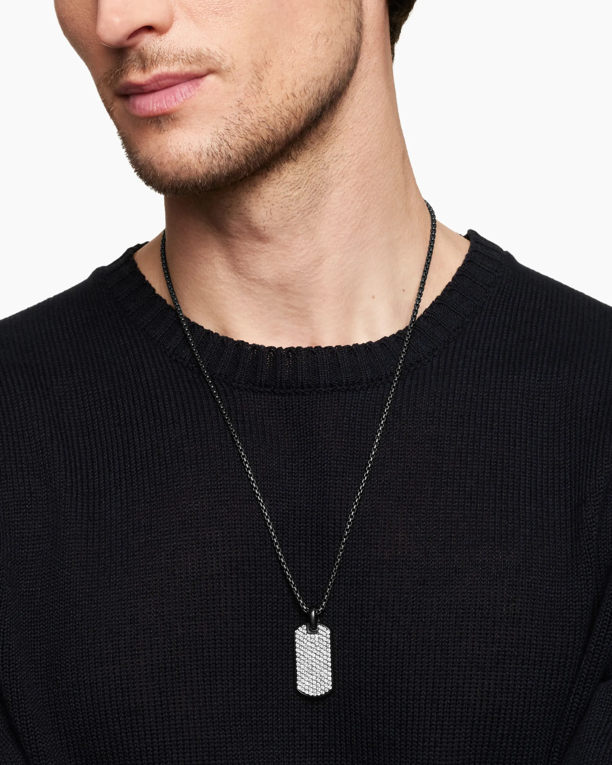 Chevron Tag Black Titanium with Diamonds, 35mm