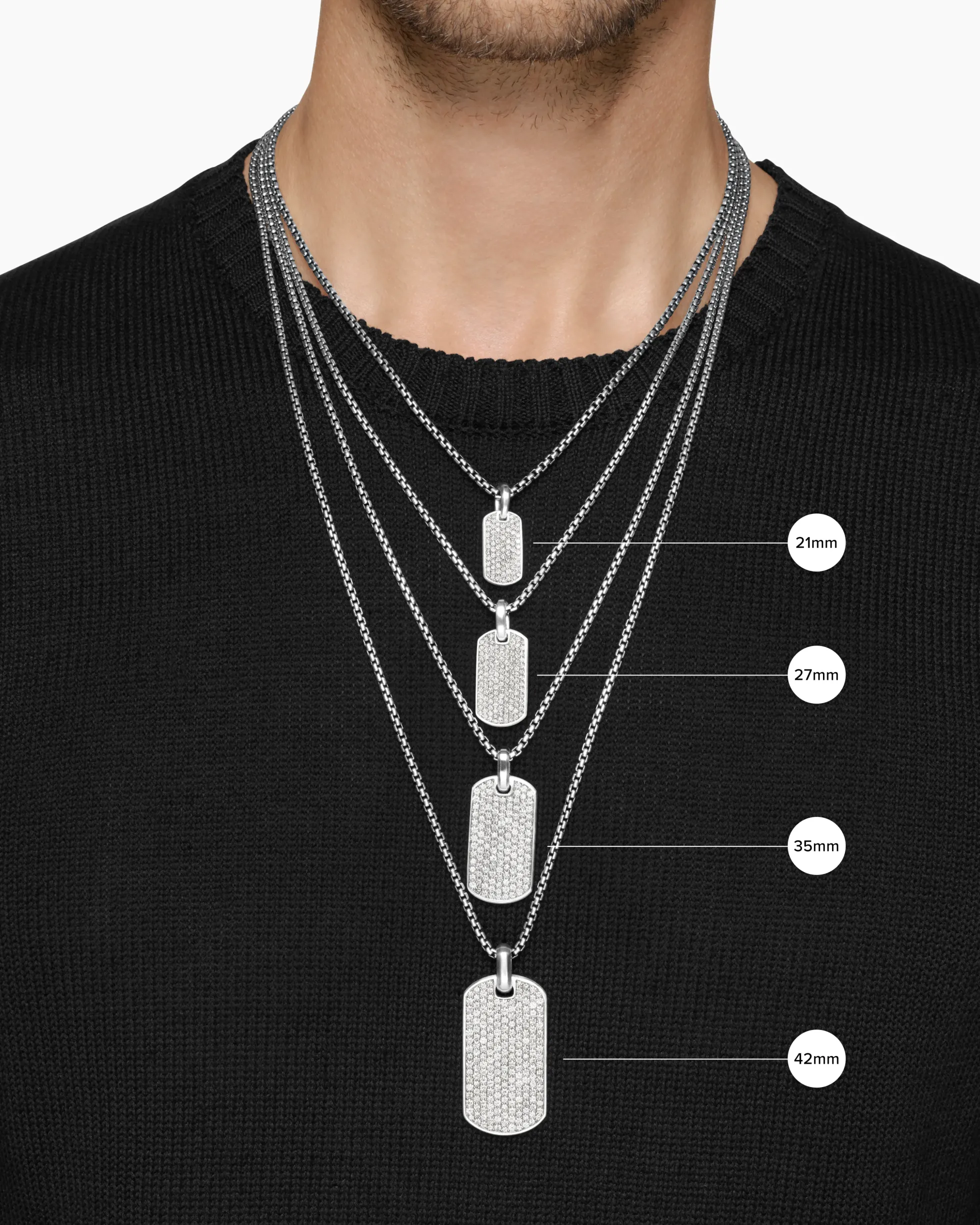 Chevron Tag Black Titanium with Diamonds, 35mm