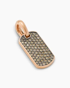 Chevron Tag 18K Rose Gold with Cognac Diamonds, 21mm