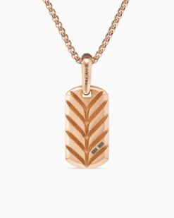 Chevron Tag 18K Rose Gold with Cognac Diamonds, 21mm