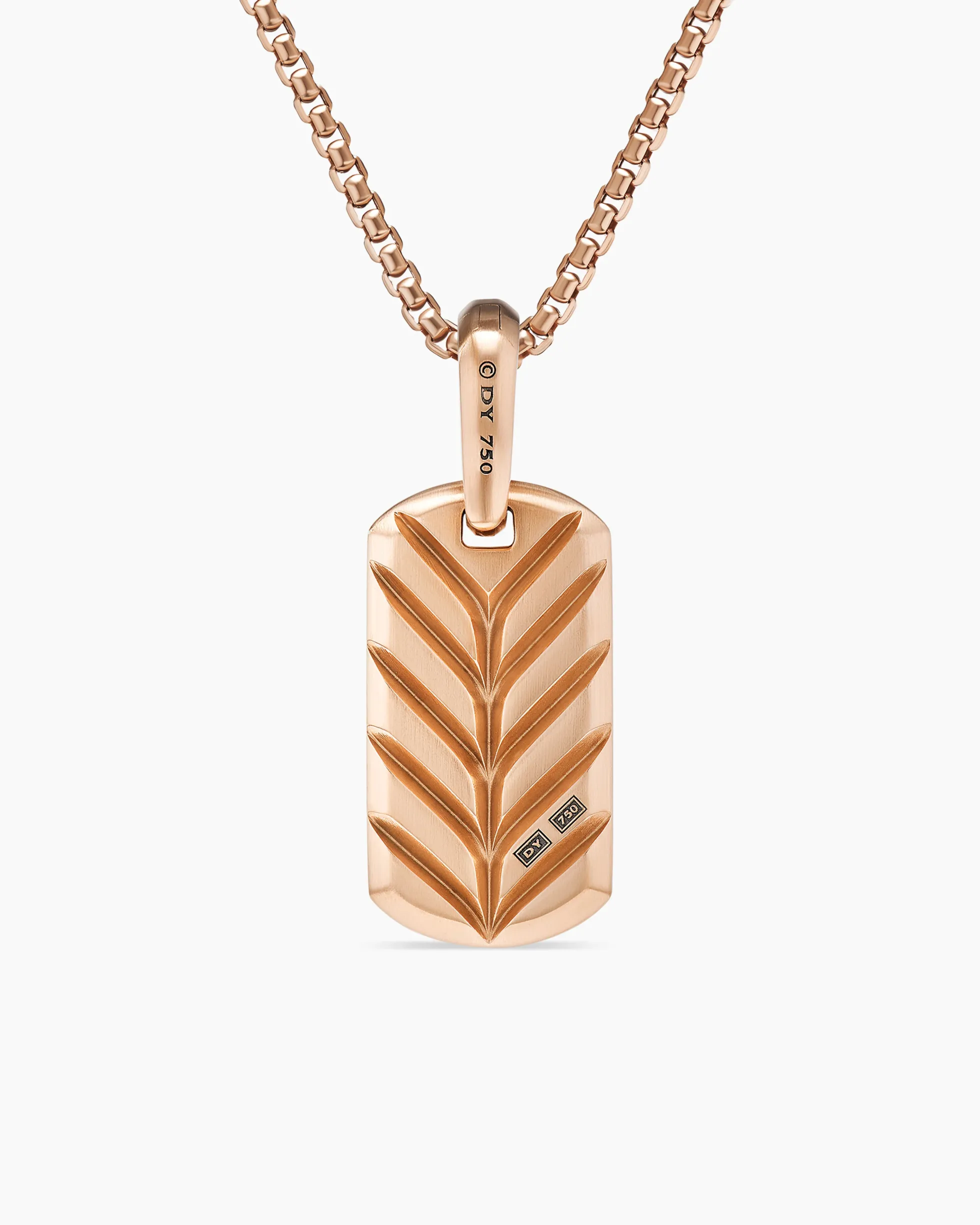 Chevron Tag 18K Rose Gold with Cognac Diamonds, 21mm