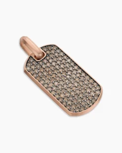 Chevron Tag 18K Rose Gold with Cognac Diamonds, 35mm