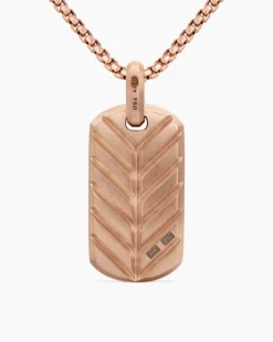 Chevron Tag 18K Rose Gold with Cognac Diamonds, 35mm