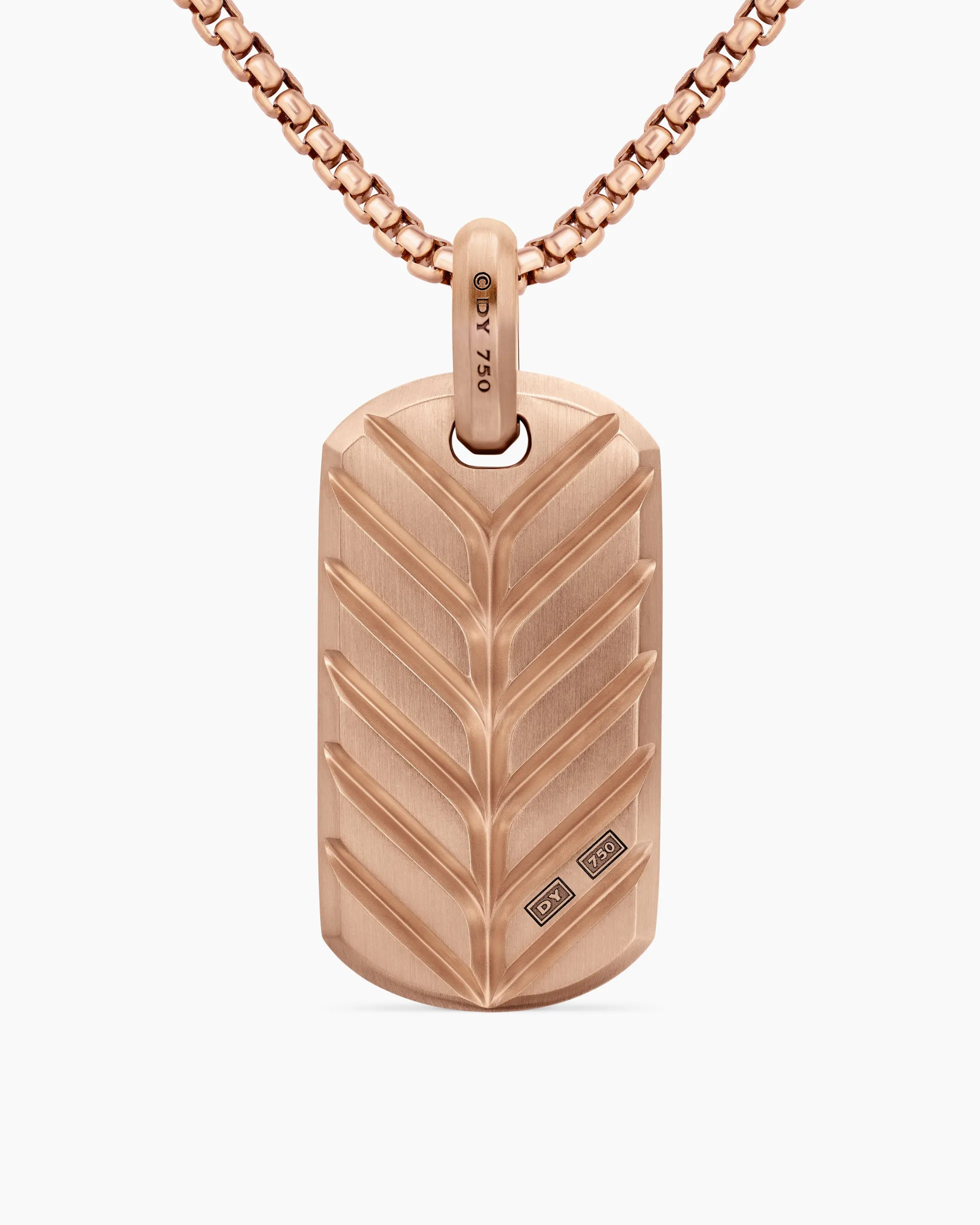 Chevron Tag 18K Rose Gold with Cognac Diamonds, 35mm