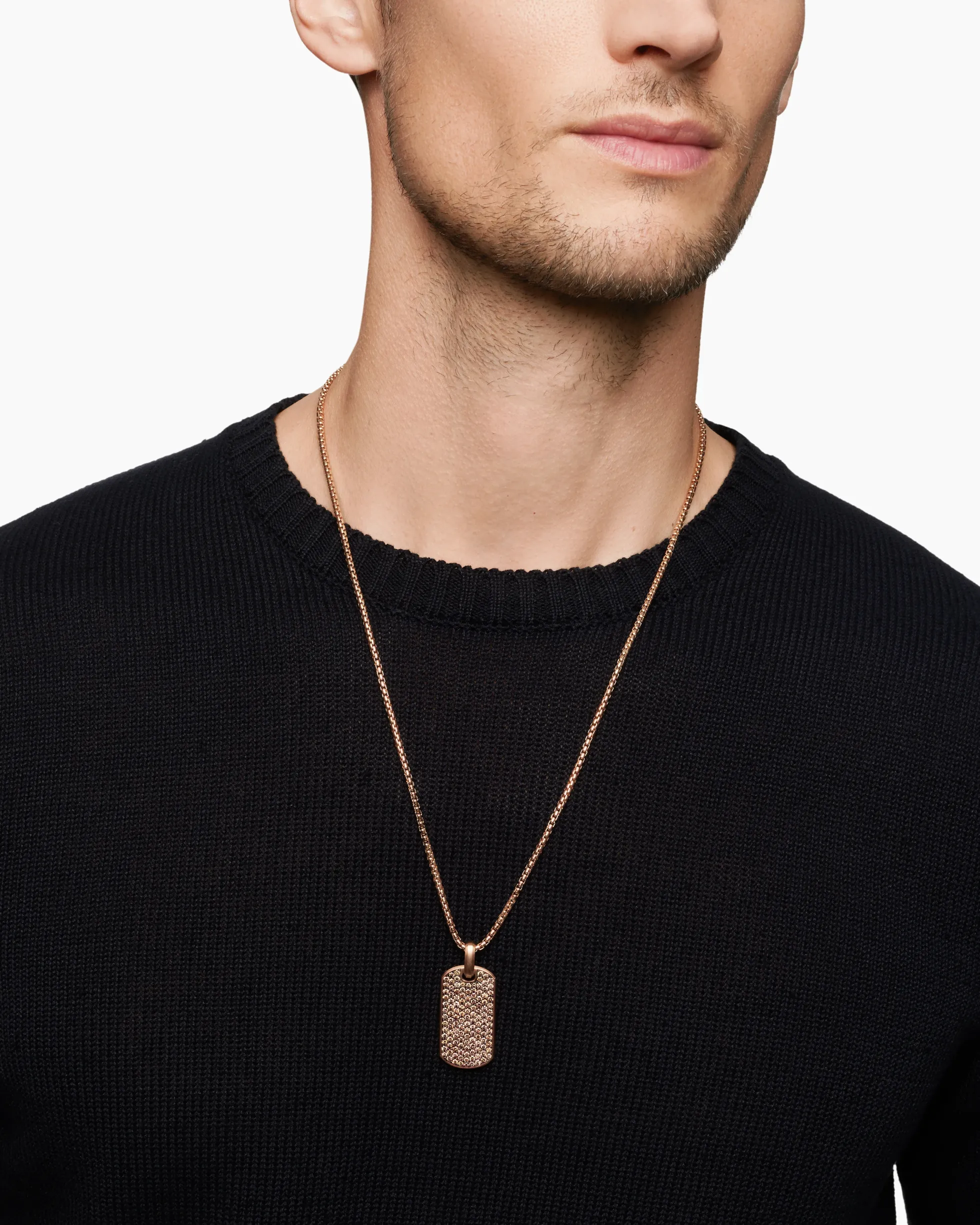 Chevron Tag 18K Rose Gold with Cognac Diamonds, 35mm