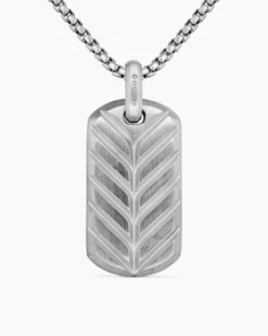 Chevron Tag 18K White Gold with Paraiba Tourmalines, 35mm