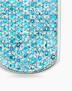 Chevron Tag 18K White Gold with Paraiba Tourmalines, 35mm