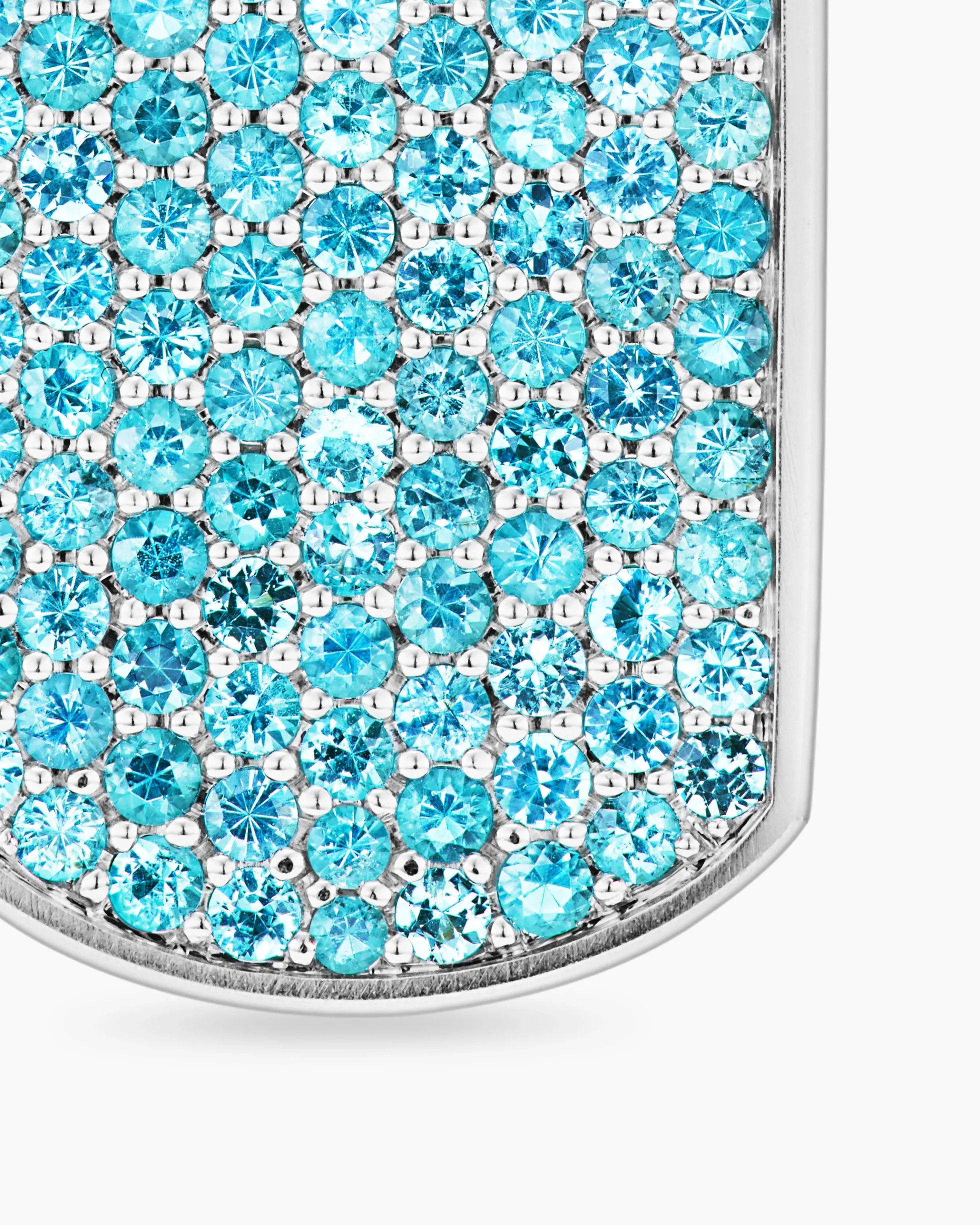 Chevron Tag 18K White Gold with Paraiba Tourmalines, 35mm