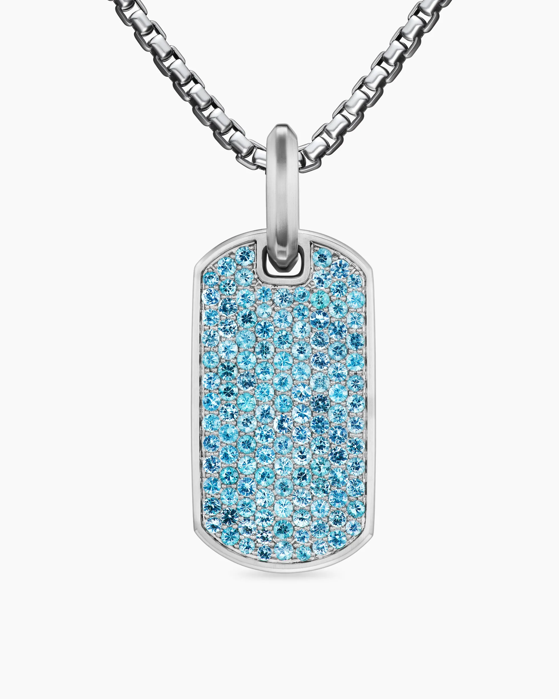 Chevron Tag 18K White Gold with Paraiba Tourmalines, 27mm