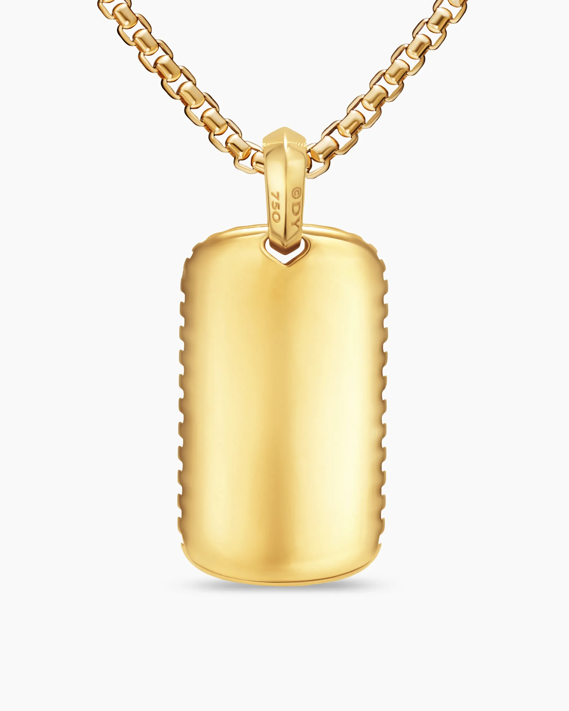 Chevron Tag 18K Yellow Gold with Tiger's Eye, 34mm