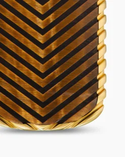Chevron Tag 18K Yellow Gold with Tiger's Eye, 34mm