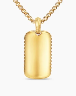 Chevron Tag 18K Yellow Gold with Tiger's Eye, 34mm
