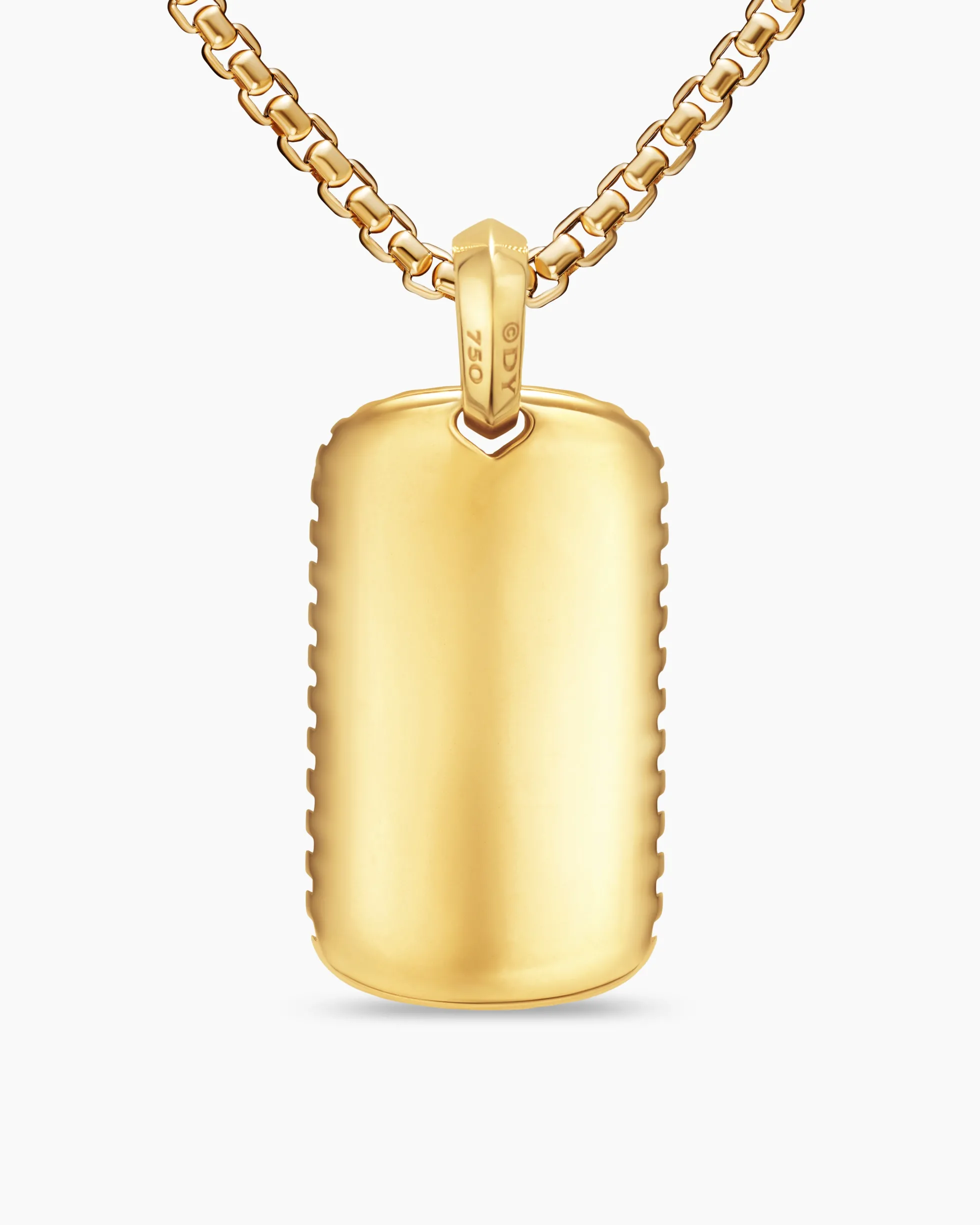 Chevron Tag 18K Yellow Gold with Tiger's Eye, 34mm