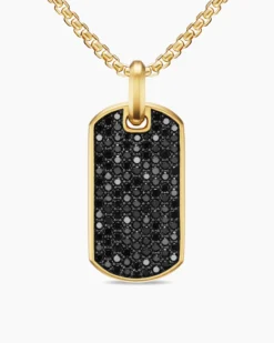 Chevron Tag 18K Yellow Gold with Black Diamonds, 35mm