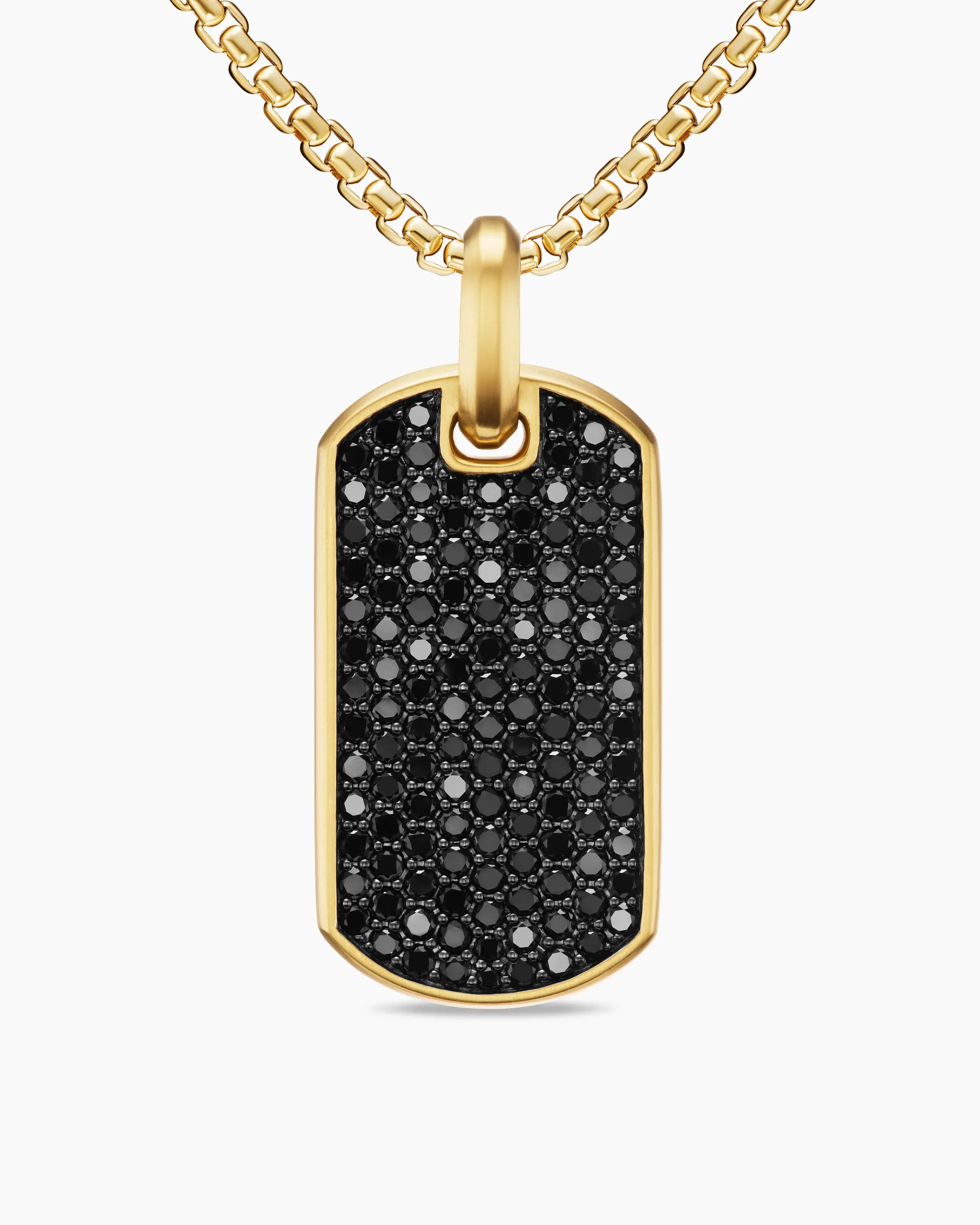 Chevron Tag 18K Yellow Gold with Black Diamonds, 35mm