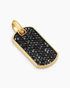 Chevron Tag 18K Yellow Gold with Black Diamonds, 35mm