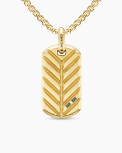 Chevron Tag 18K Yellow Gold with Black Diamonds, 35mm