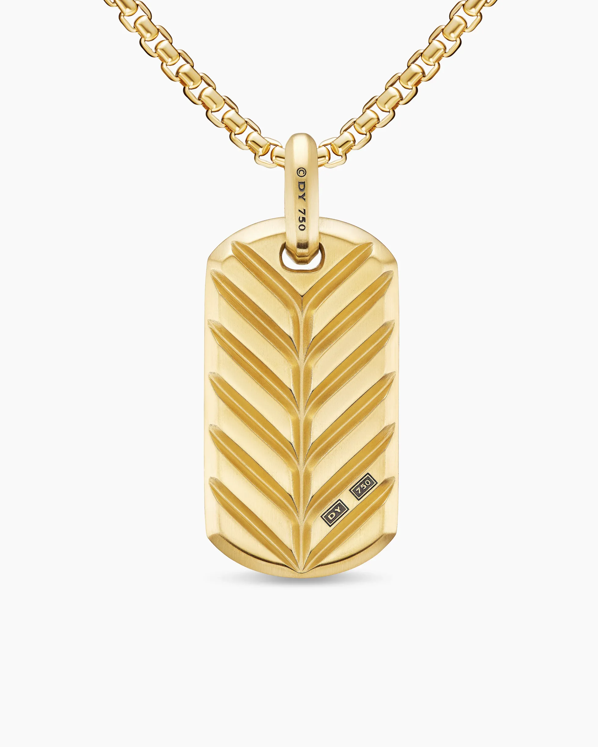 Chevron Tag 18K Yellow Gold with Black Diamonds, 35mm