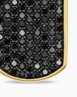 Chevron Tag 18K Yellow Gold with Black Diamonds, 35mm