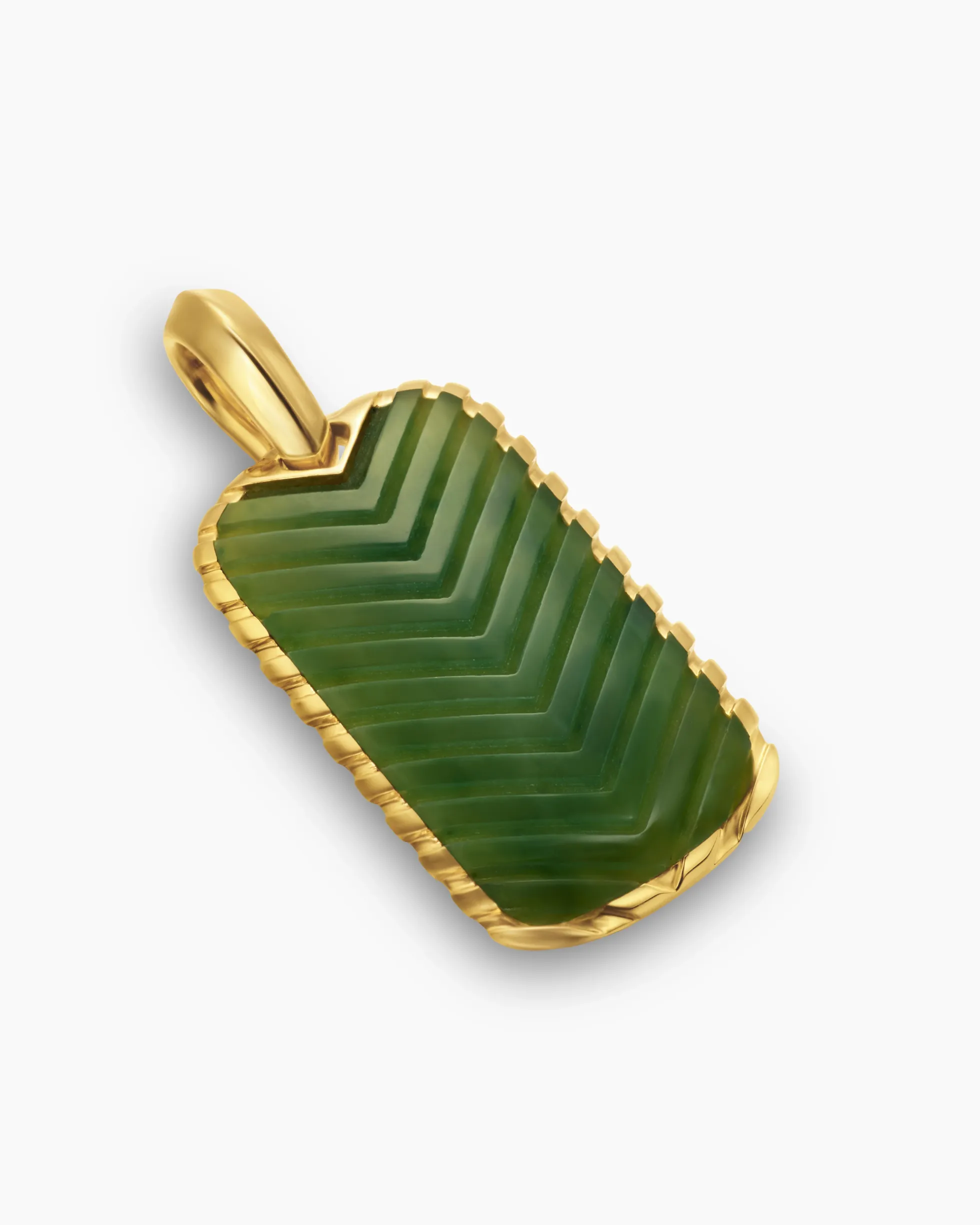 Chevron Tag 18K Yellow Gold with Nephrite Jade, 27mm
