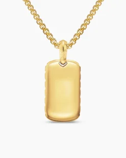 Chevron Tag 18K Yellow Gold with Nephrite Jade, 27mm
