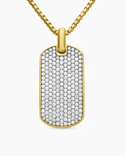 Chevron Tag 18K Yellow Gold with Diamonds, 42mm