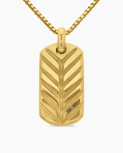 Chevron Tag 18K Yellow Gold with Diamonds, 42mm