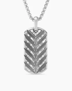 Chevron Tag Platinum with Diamond Baguettes, 35mm