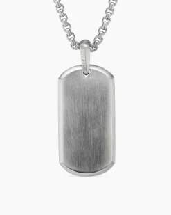 Chevron Tag Platinum with Diamond Baguettes, 35mm